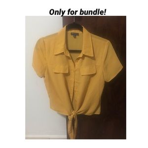 🔓🟢 4 FOR $20 Casual Tie Front Button Down Top (Yellow)